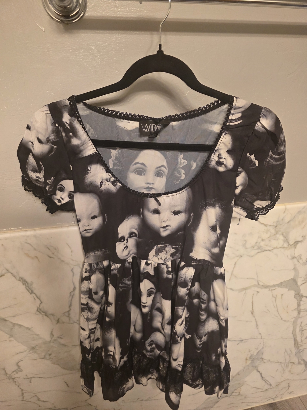 Dolls Kill Black & White Doll Face Mini Dress